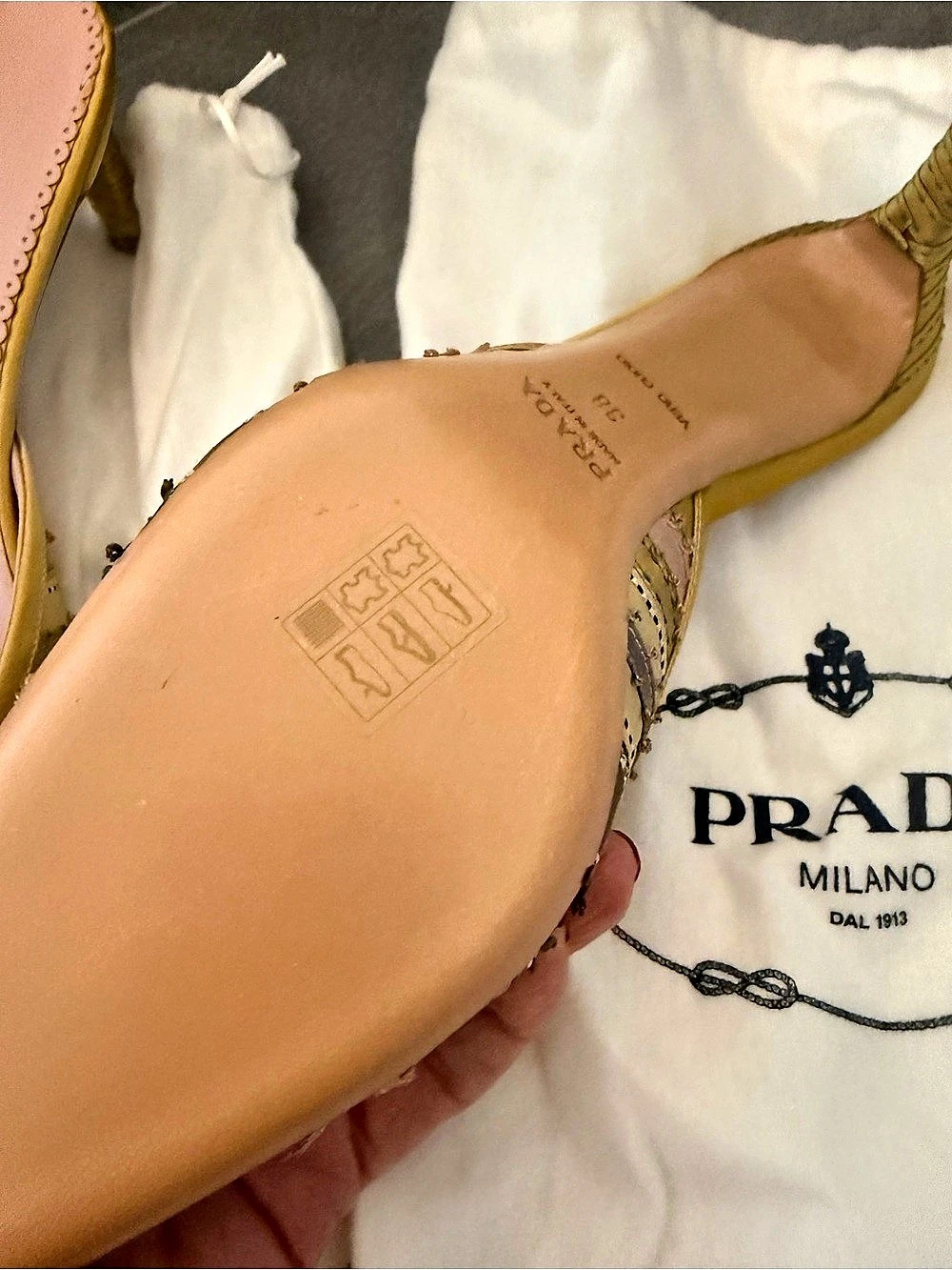 Prada Striped Ribbon Bow Kitten Heel Mules Yellow & Pink EU 38 NEVER WORN - Picture 5 of 10